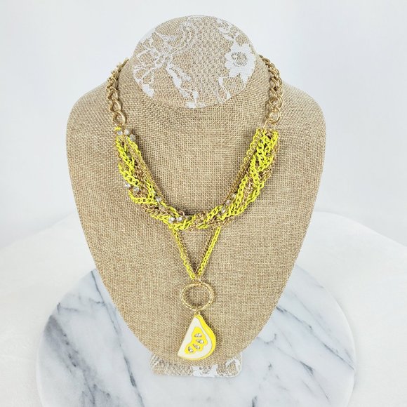 Jewelry - Lemon Fruit Charm Crystal Necklace & Earring Set